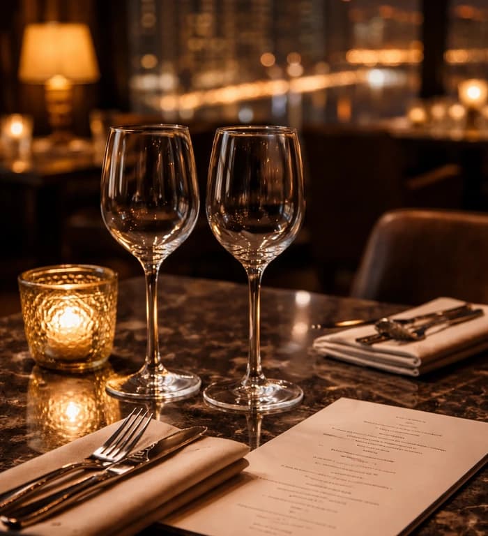 Late-night dining atmosphere at Onyx & Gilt